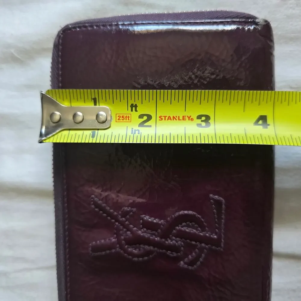 Vintage Saint Lauren Paris Zip Long Wallet Patent Leather Purple - Picture 11 of 11